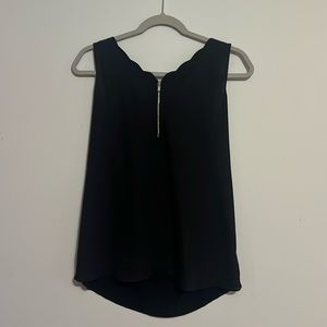 Black scallop sleeves blouse